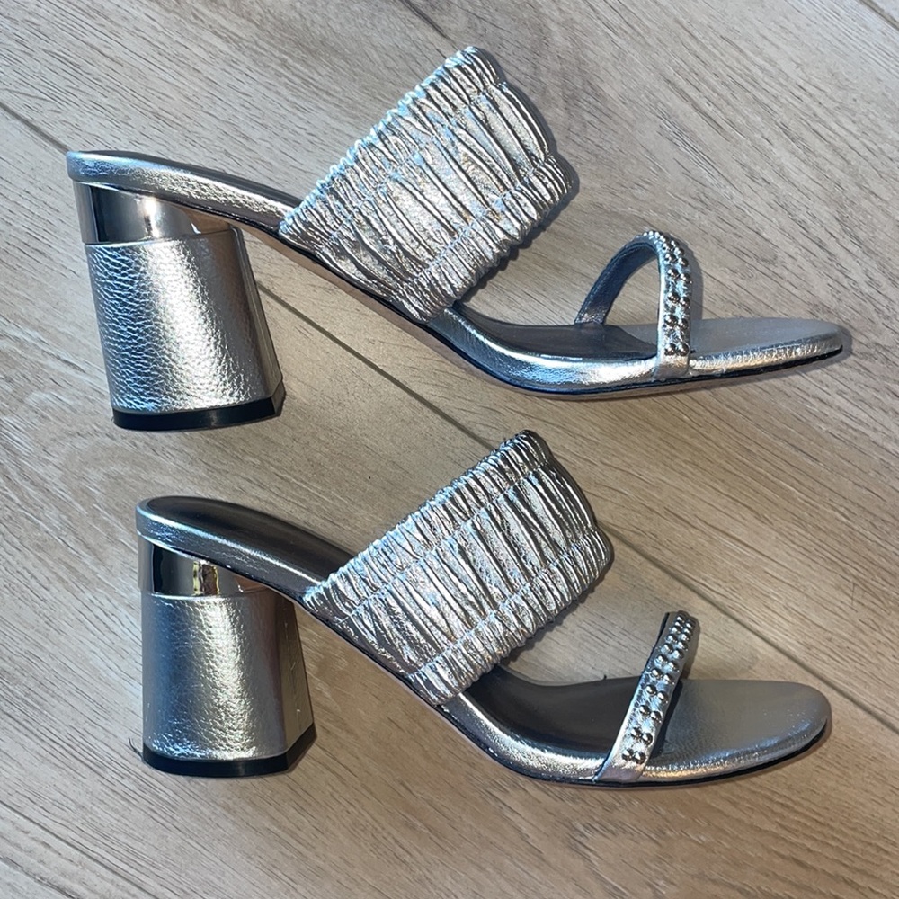 PAIGE Jade Metallic Silver Slide Sandal - Picture 7 of 10